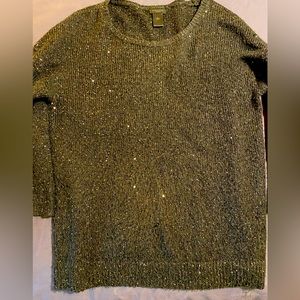 Black sparkly Ann Taylor quarter sleeve sweater. Gently worn. Size L.